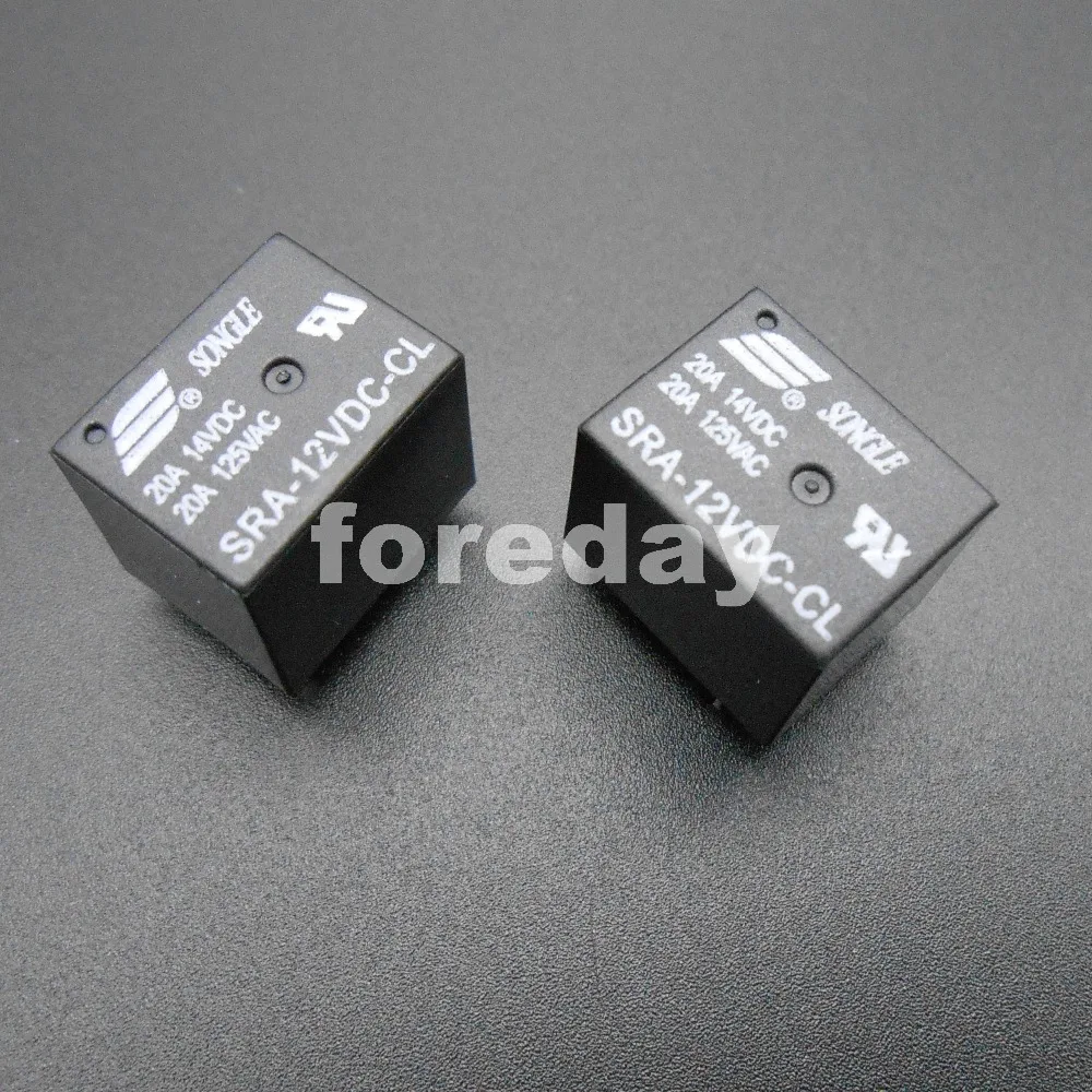 100Pcs/Lot NEW SONGLE SL SRA-12VDC-CL DC 12V Coil 20A PCB General Purpose Relay 5 Pin SPDT 125VAC Black SRA DC12V 5-Pin 5P FD142