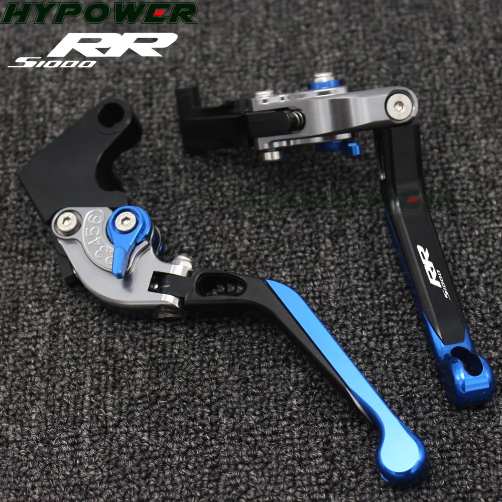 For BMW S1000RR (w and w/o CC) 2015-2018 2017  Laser Logo(S1000RR) Blue+Titanium CNC Adjustable Motorcycle Brake Clutch Levers