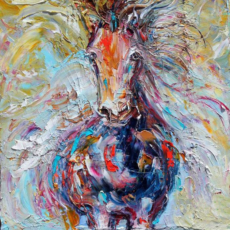 Skills Painter Team Hand-painted High Quality Abstract Horse Oil Painting On Canvas Handmade Horse Painting For Living Room