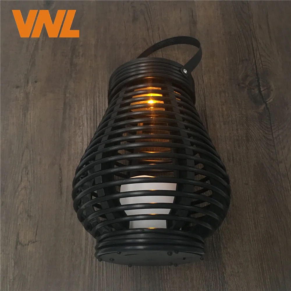 IP65 LED Solar Light Outdoor Wireless Solar Powered Sensor Rattan Lantern Solar Garden Lamp for Cafe Balcony Wedding Decoration