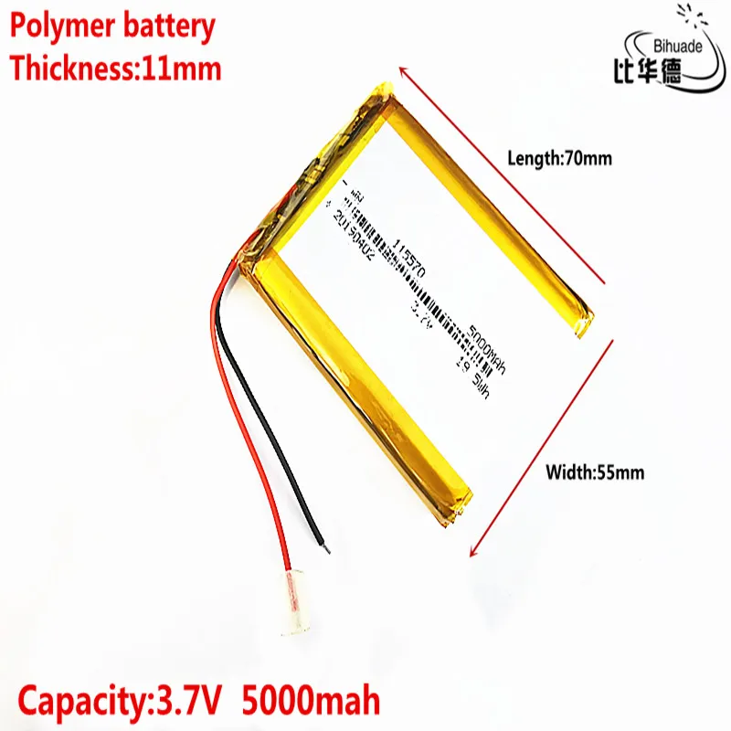 Dobra Qulity litrowa bateria energetyczna 3.7V,5000mAH 115570 polimerowy akumulator litowo-jonowy/litowo-jonowy do tabletu pc BANK,GPS,mp3,mp4