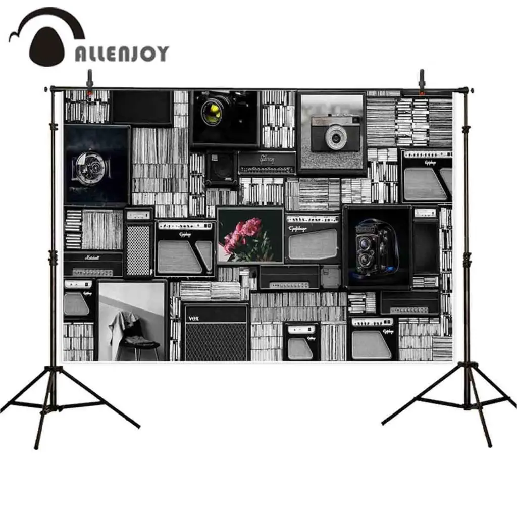 

Allenjoy Background photography Black vintage art camera chair radio backdrop decoration photo studio photographic photocall