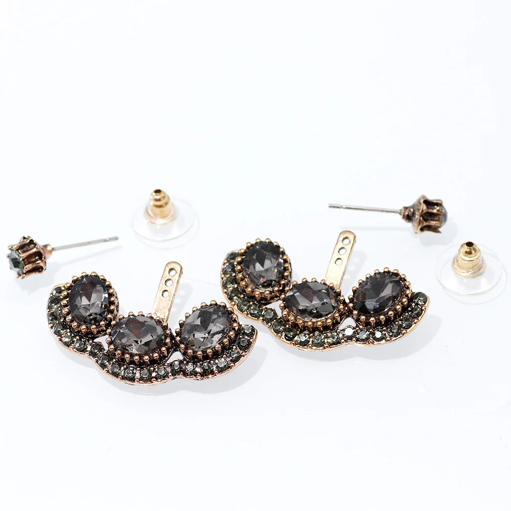 SUNSPICE MS Vintage Gray Crystal Women Drop Earring Round Bead Antique Gold Color Indian Jewelry BOHO Fashion Wedding Bijoux