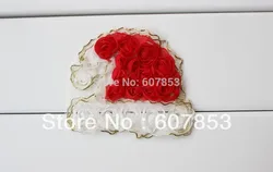 Großhandel ~ Weihnachten shabby 7,5*6 cm santa hüte Rose Chiffon spitze blume, Shabby Chic Ausgefranste blumen