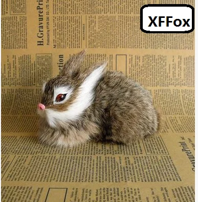 

Маленькая модель кролика цвета хаки из пластика и меха, милая модель кролика в подарок, около 14x9x10 см xf1966