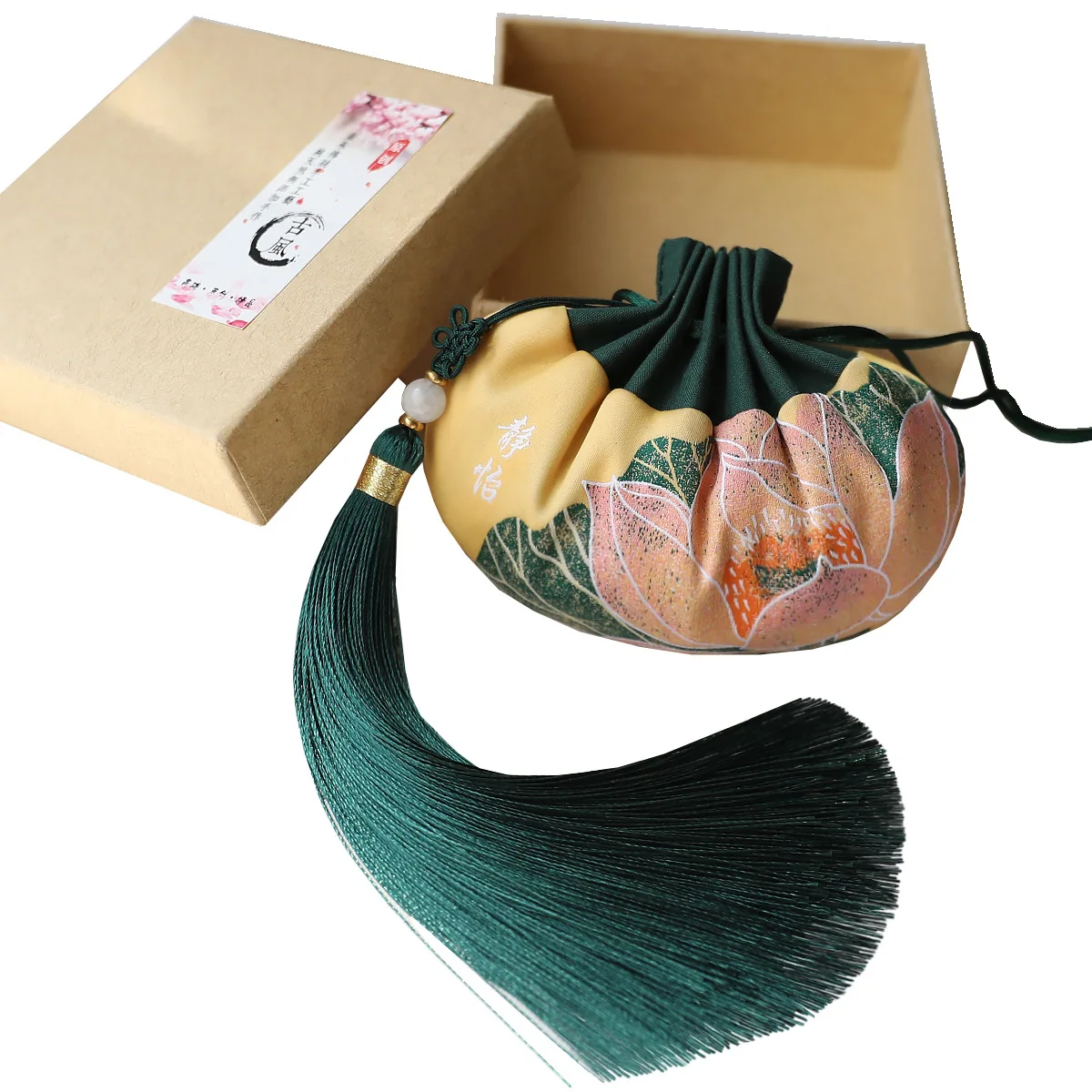 High Quality Chinese Style Palace Sachet Bag Retro Series Green Palace Sachet Bag Tassel Car Decoration Gift Bag Jewelry Bags