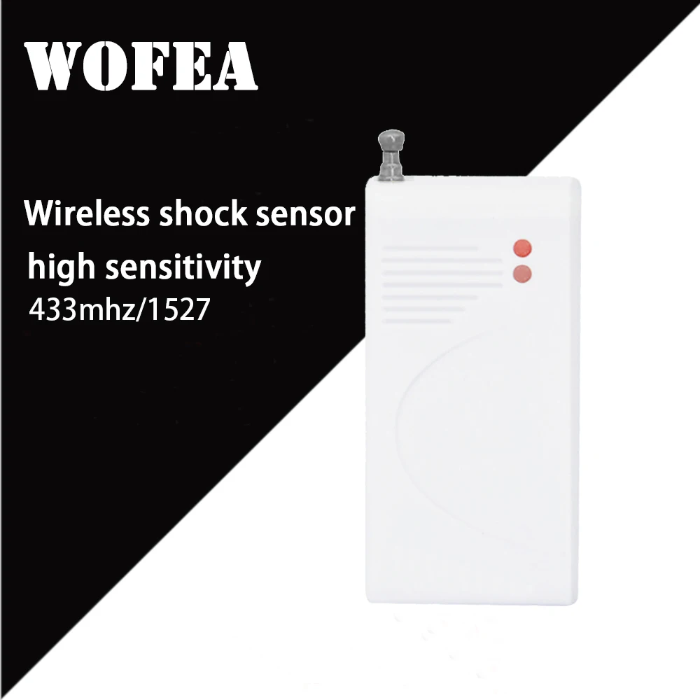 wofea wireless shock sensor vibration detector 433mhz 1527 330K to work with GSM wifi alarm