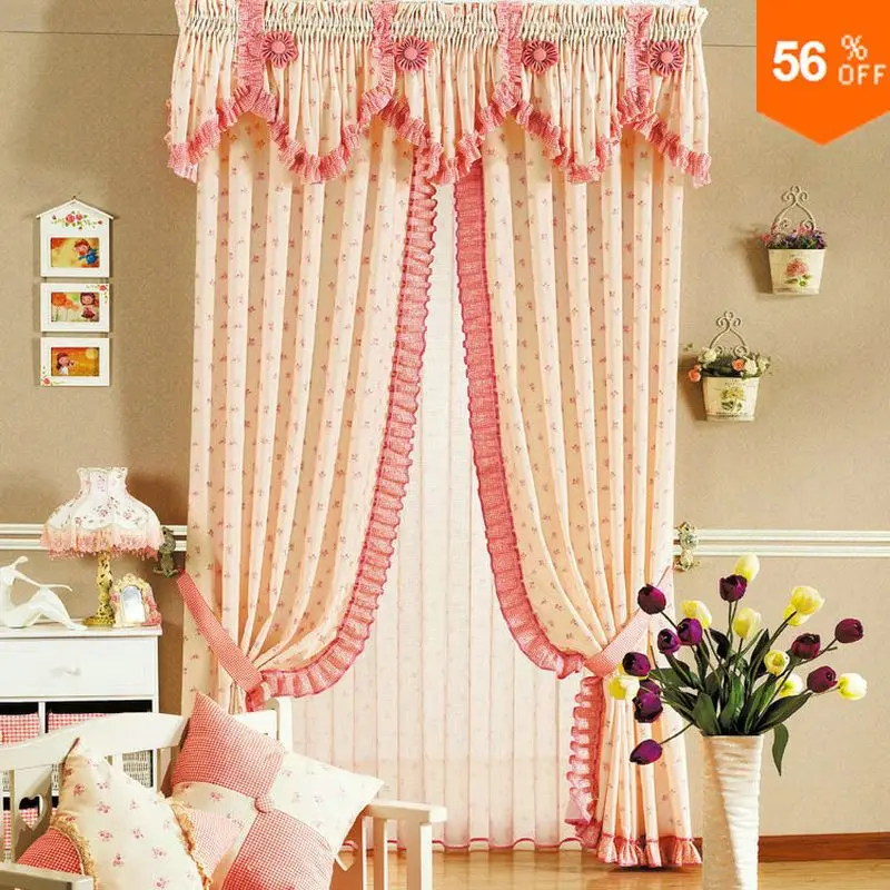 

Curtains Kids Pink Beige Drapes Quality Tulle Luxury Design Valance for Child Princess Window Blinds for Dressing Room Curtain