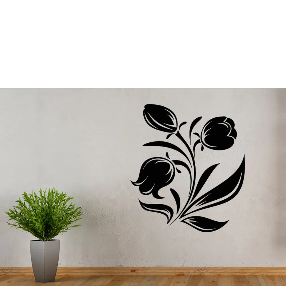 Tulip Flowers Wall sticker Lilies Rose Dandelion Tulips Plants waterproof Vinyl Stickers Wall Decor for bedroom living room G312