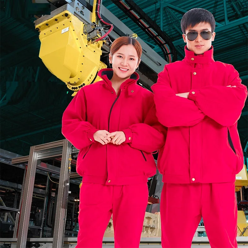 

Winter Uniform Men Women Worker Clothing Thick Cotton-padded Workwear Suits Stand-collar Repairman Gas Station Worker Uniforms