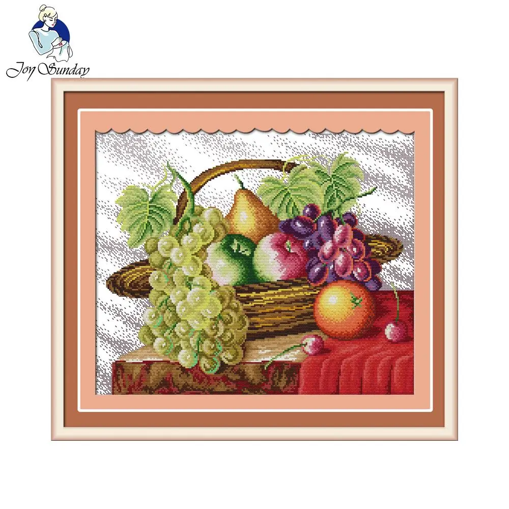 Joy Sunday Fruit basket Cross stitch Embroidery kit Home Wall Decor Canvas Painting Modern Print Wall Art Picture For Room Decor