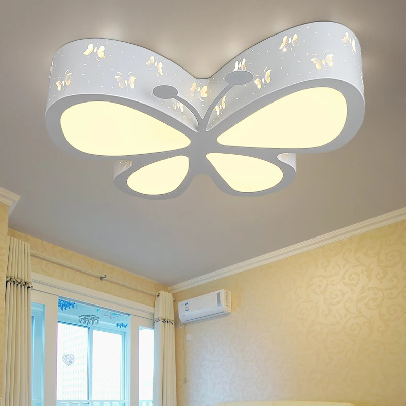 Imagem -02 - Borboleta Ferro Oco Led Lâmpada do Teto Acrílico Luz de Teto Moderno Breve Breve Quarto das Crianças Home Decor Sala de Jantar