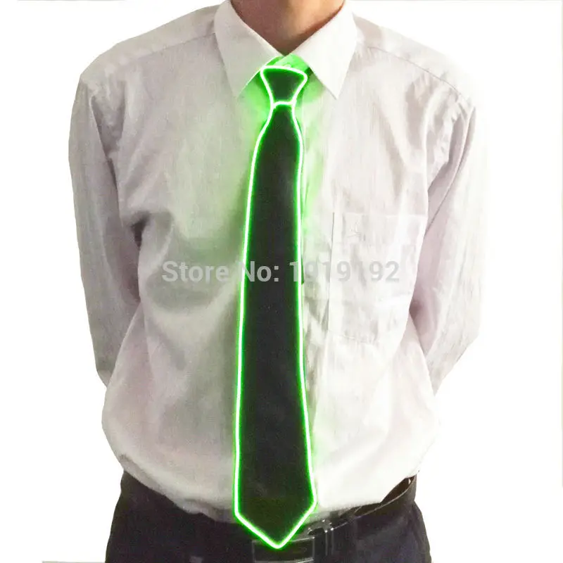 LED Light Up Tie for Evening Party, Blue Color, Glowing EL Wire Tie, DJ, Bar, Club, 3V, Steady on Driver, New Fashion