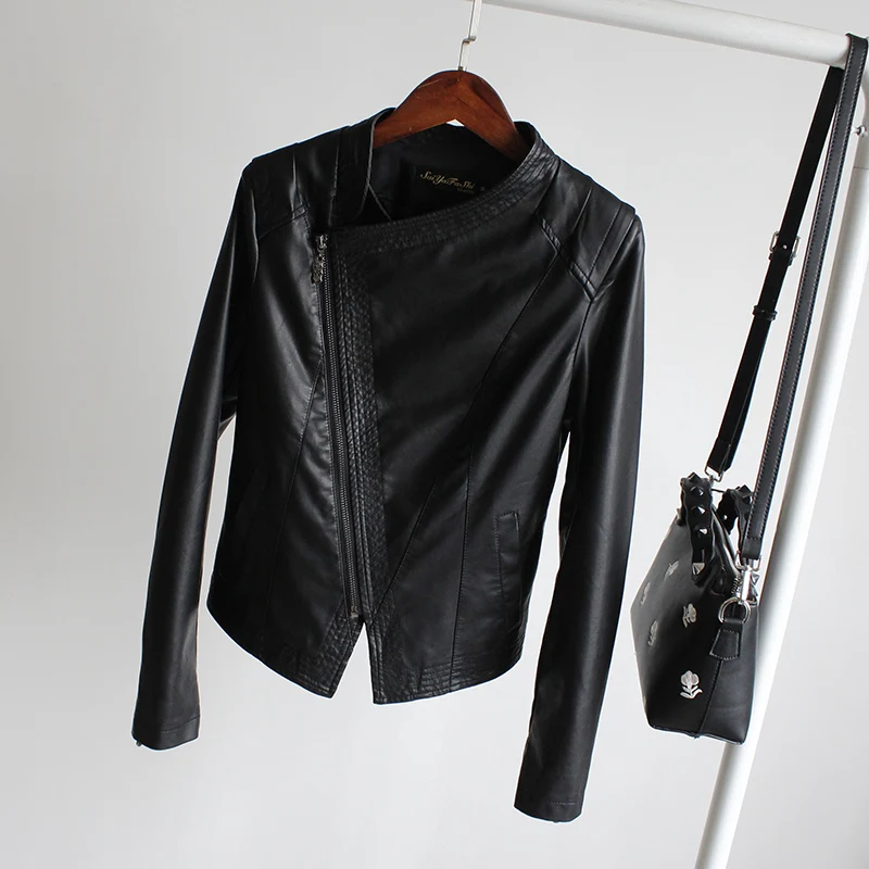 Leather Jacket Women Spring Autumn Clothing Slim Motorcycle PU Leather Jacket Women Leather Coat Short Zipper 2030