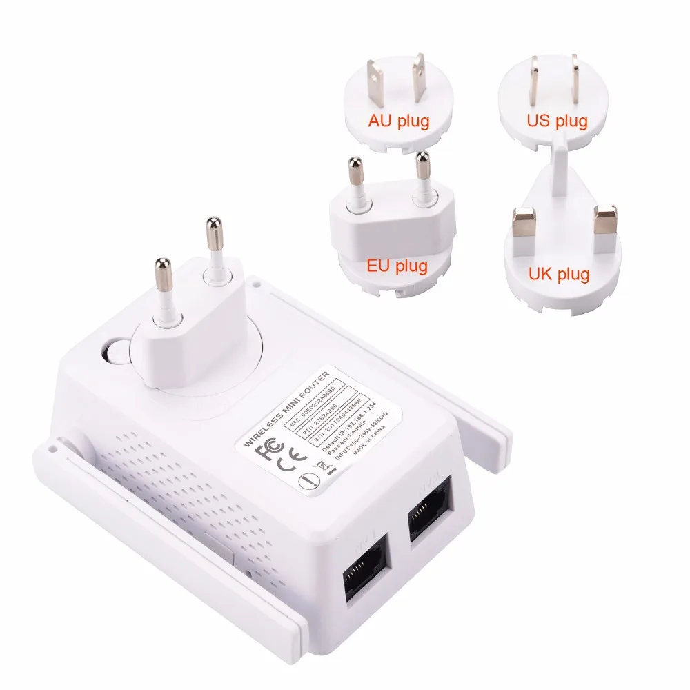 300Mbps Mini Router WiFi Repeater Network Range Extender Booster N300 Wi-Fi Single Increase 2 External Antennas EU/US/UK Plug