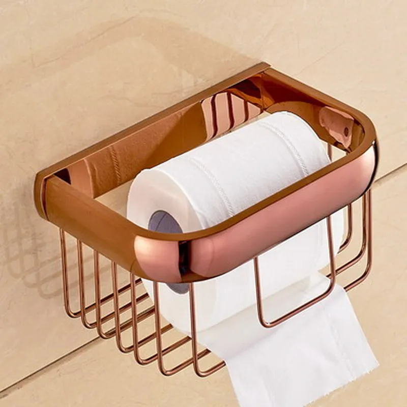 Wall Mounted Luxury Rose Gold Copper Brass Square Shape Bathroom Accessories Set Bath Hardware Towel Bar A022