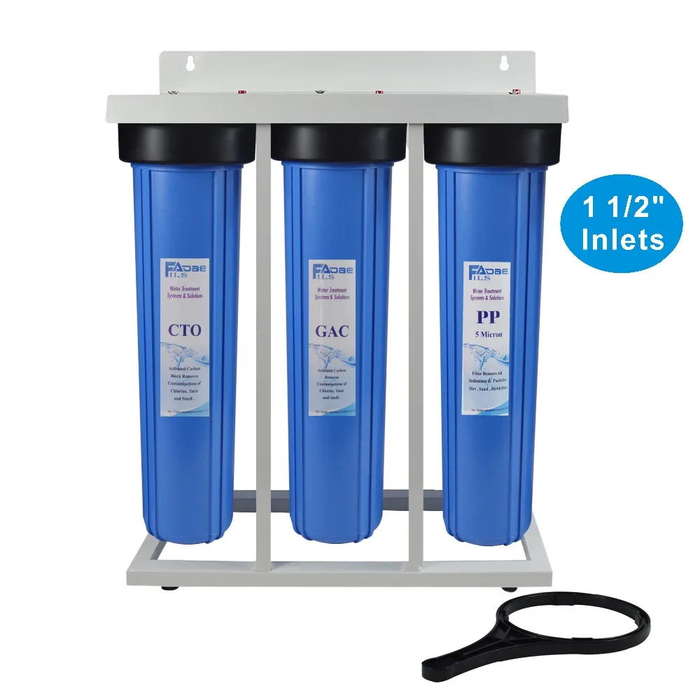 3-Stage Whole House Water Filtration System 1 1/2-inch Inlets with Stand,20