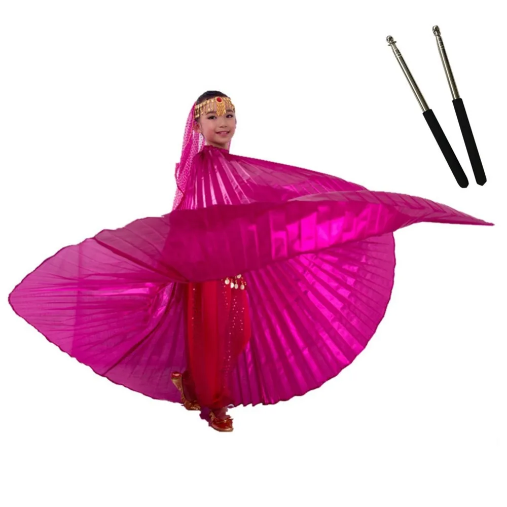 Múa Bụng Cánh Gậy Múa Bụng Trang Phục Bellydance Ai Cập Isis Cánh Cho Trẻ Em Bé Gái Kids Vàng Đen 11 Màu Cướp