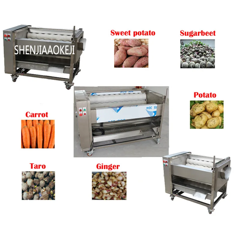 ZH-QP800S อัตโนมัติขิงซักผ้าและ peeling เครื่อง/ขิง roller peeling เครื่อง Sweet potato ทำความสะอาด peeling เครื่อง 380 V