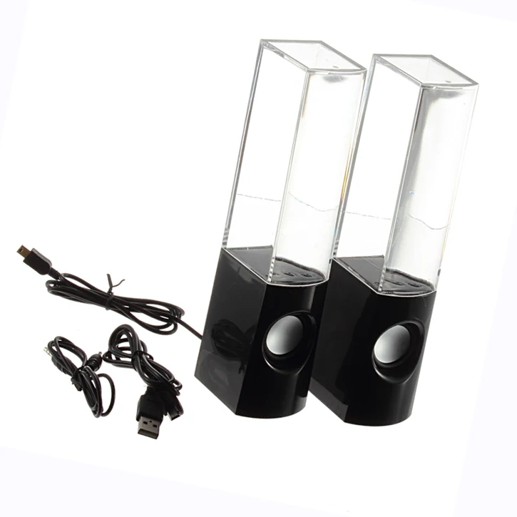 2PCS LED Light Dancing Water Music Fountain Light Speakers for PC Laptop For Phone Portable Desk Stereo Speaker