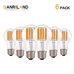 GANRILAND Dimmable 10W A19 Globe LED Filament Light Bulbs 2700K E26 E27 110V 220V Decorative Vintage Glass Round Bulb Lampada