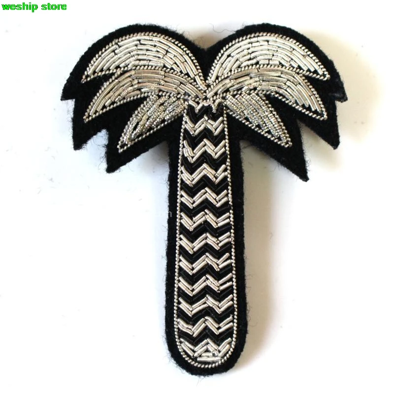 2017 DIY New High quality 3D Hand embroidered badges Coconut tree Armband  applique for Coat Trousers Bag Brooch