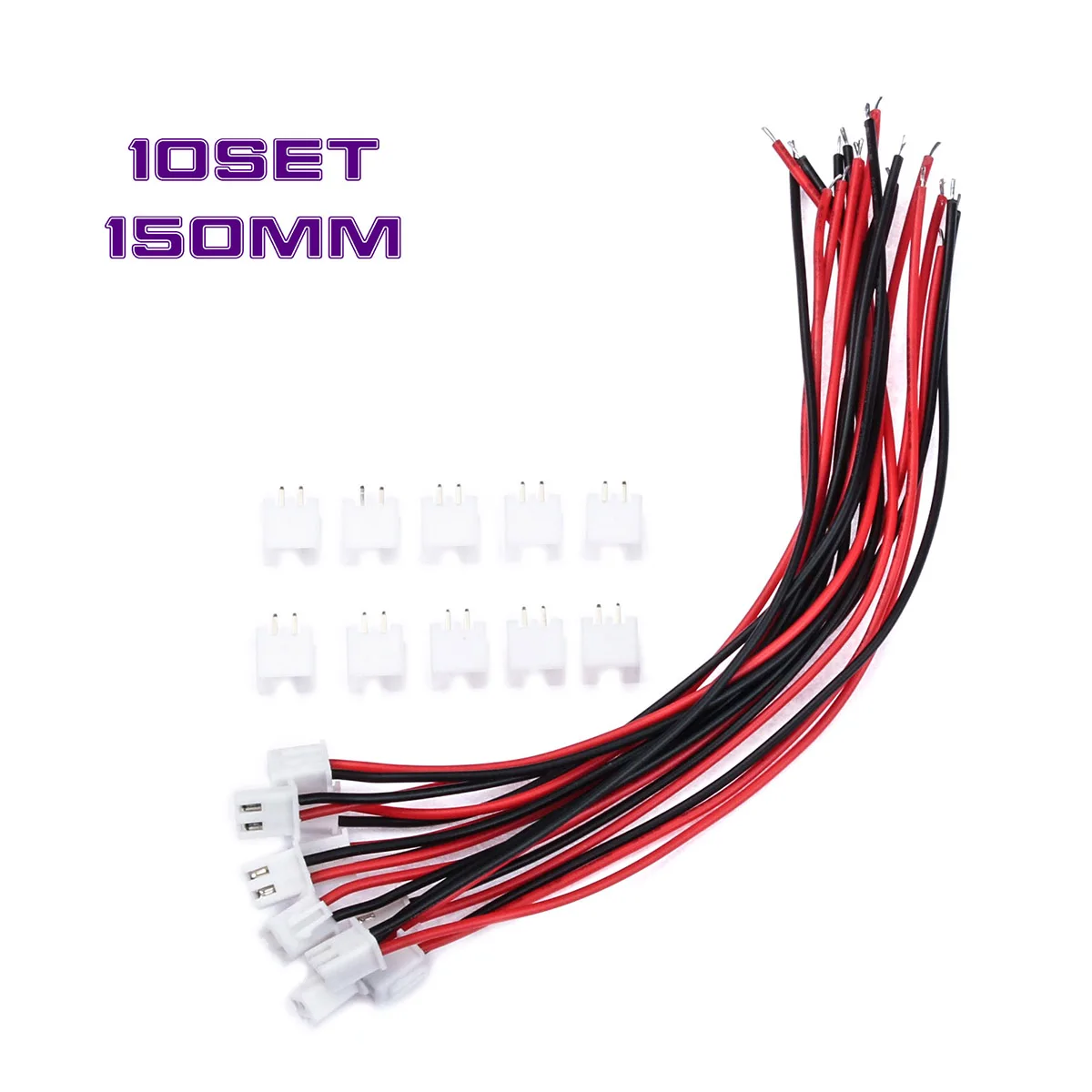 2 Pin JST XH Connector Plug  10 Sets Mini Micro 2.54mm With 24AWG Wires Cables 150mm Length Pin Connectors Terminals