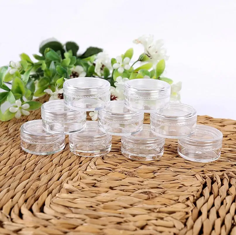 Wholesale 3g transparent small round jars,clear hard plastic nail art storage empty bottles