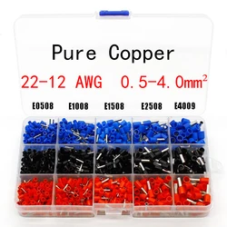 1065pcs/set 3 colors 22-12AWG Wire Copper Crimp Connector Insulated Cord Pin End Terminal Bootlace cooper Ferrules kit set