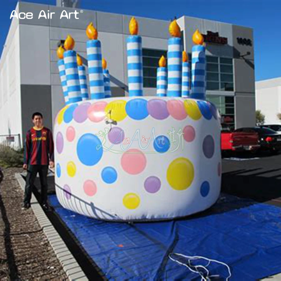 Giant and Colored Inflatable Cake Replica Birthday Cake Model with Candles for Birthday and Cerebration