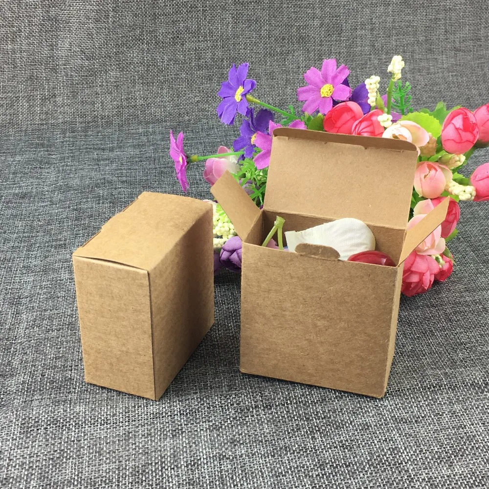 50PCS/Lot Brown Kraft Gift Boxes Blank Small storage box Paper Jewelry Box DIY Packaging Box For Jewelry/Candy/Gifts/Craft