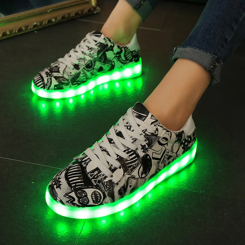 7ipupas 27-44 led świecące buty ze światłem, Unisex symulacji podeszwa superstar trampki z diodami led chłopiec, dziewczyna świecące tenisówki