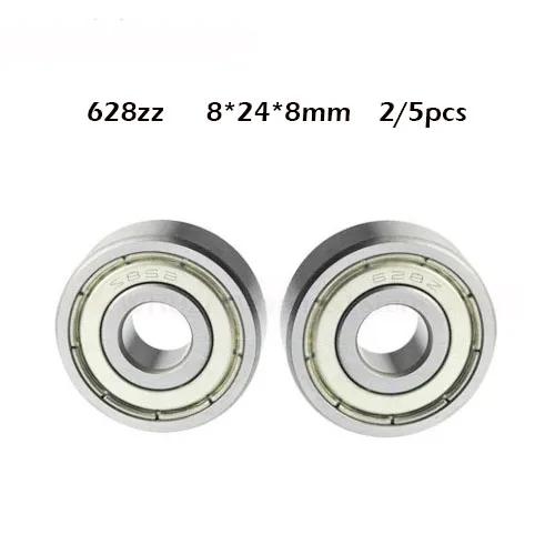 2/5pcs/lot 628ZZ 8*24*8 Deep Groove Ball Miniature Mini Bearings 628ZZ 628-ZZ 8*24*8mm 52100 Chrome Steel Material