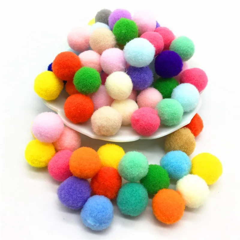 Multi Colore Pompon 8/10/15/20/25/30 millimetri Pompon Nylon Balls Mestiere per giocattoli per bambini Pompony Indumento di Cucito Casa del Mestiere