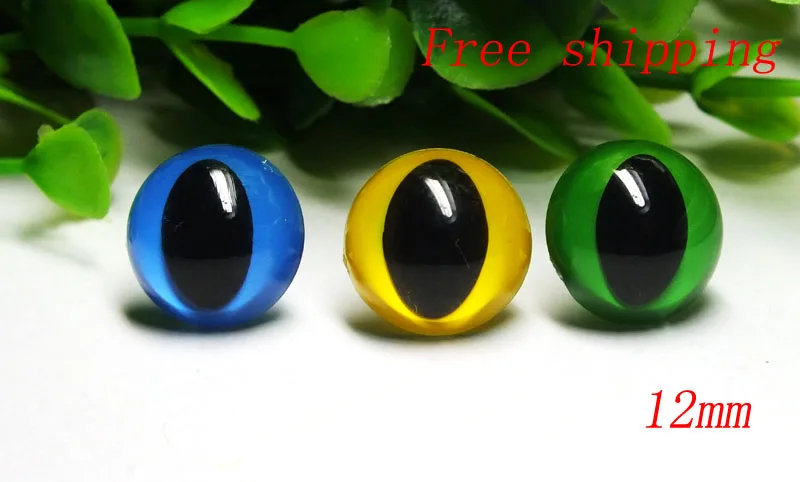 Free Ship12mm Bule-yellow-green Colors Animal Eyes Safety Eyes CAT Eyes For Amigurumi-60pcs