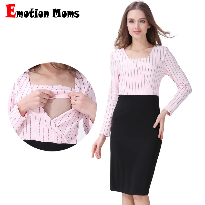 

Emotion Moms Breastfeeding Dresses Maternity Clothes Cotton Pregnancy Dress For Pregnant Women Fashion Spring Autumn Dress