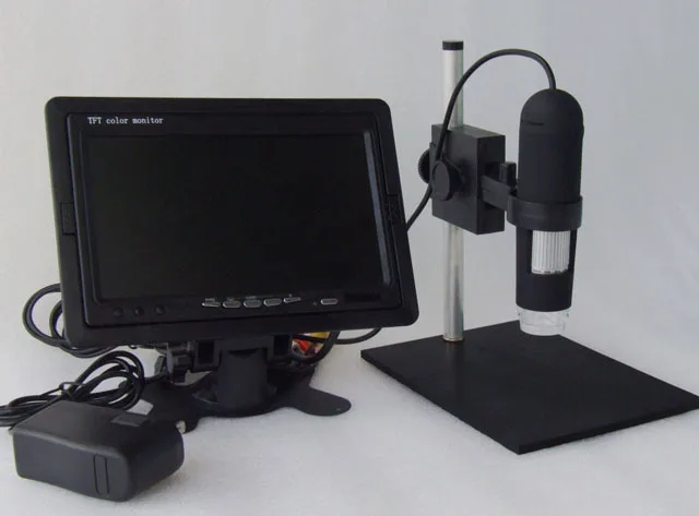 7Inch Monitor included  HD 1200X AV Digital Microscope High Resolution Electron Microscope 8-LED Applicable to AV/TV