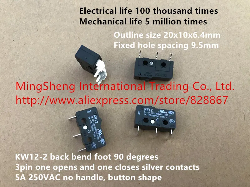 Original new 100% micro switch limit switch KW12-2 series 3A 250VAC 5A 125VAC 25T85 compass excurvation