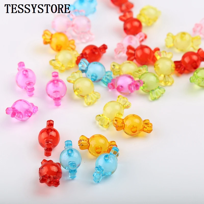 12mm/16mm Candy Shape Colored Acrylic Beads Plastic Spacer Round Beads For Jewelry Making Bracelet Handmade Accessories