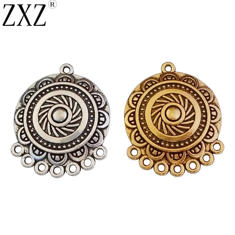 

ZXZ 10pcs Antique Gold Ethnic Chandelier Earring Connectors Boho Charms Pendants for Jewelry Making Findings Accessories