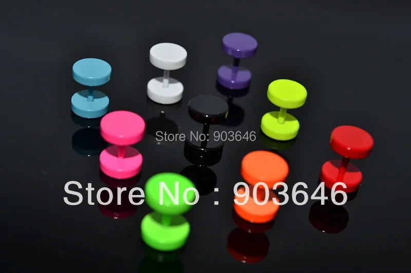 

50pcs Free Shippment Body Jewelry- Neon Color 16g~1.2mm Fake Ear Plug Cheater Illusion Plugs Look 8mm