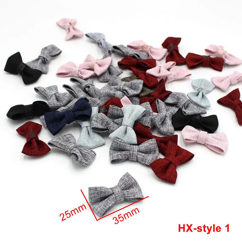 30Pcs/lot Fabric Small Ribbon Bows for DIY Craft Supplie Headwear Garment Doll Toys Applique Accessories Bowknots Wedding Decor