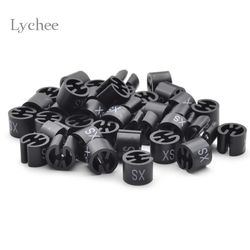 Lychee Life 100 Pieces Black Hanger Sizer Garment Tags Markers Size Dividers Size Marker for Hangers XXS-4XL Printed