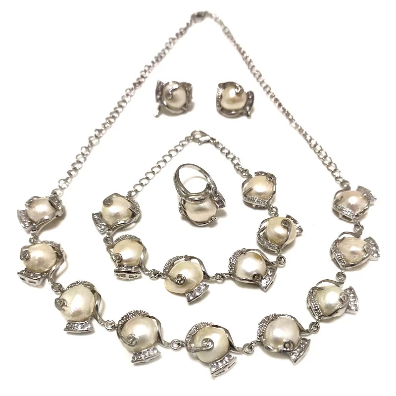 

18 inches Natural Pink Baroque Pearl Necklace Jewelry Set