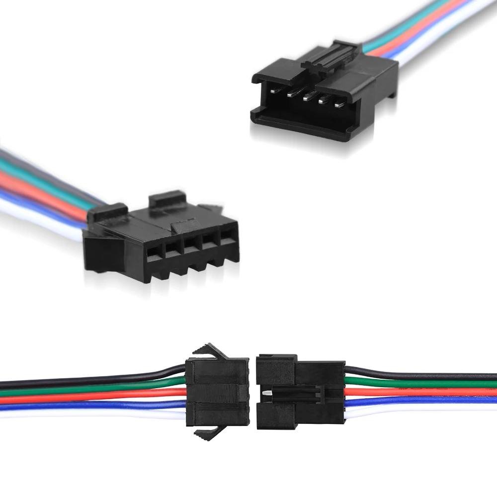5Set/lot JST SM Connector 2pin / 3pin / 4pin / 5pin Male And Female Set Wire Cable For 5050/3528, WS2812B/WS2811, LED Strip