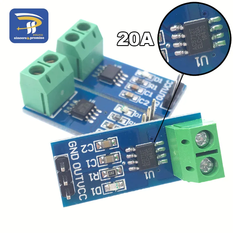 1PCS NEW 5A 20A 30A Hall Current Sensor Module ACS712 Model For Arduino AC DC Current Detection Board