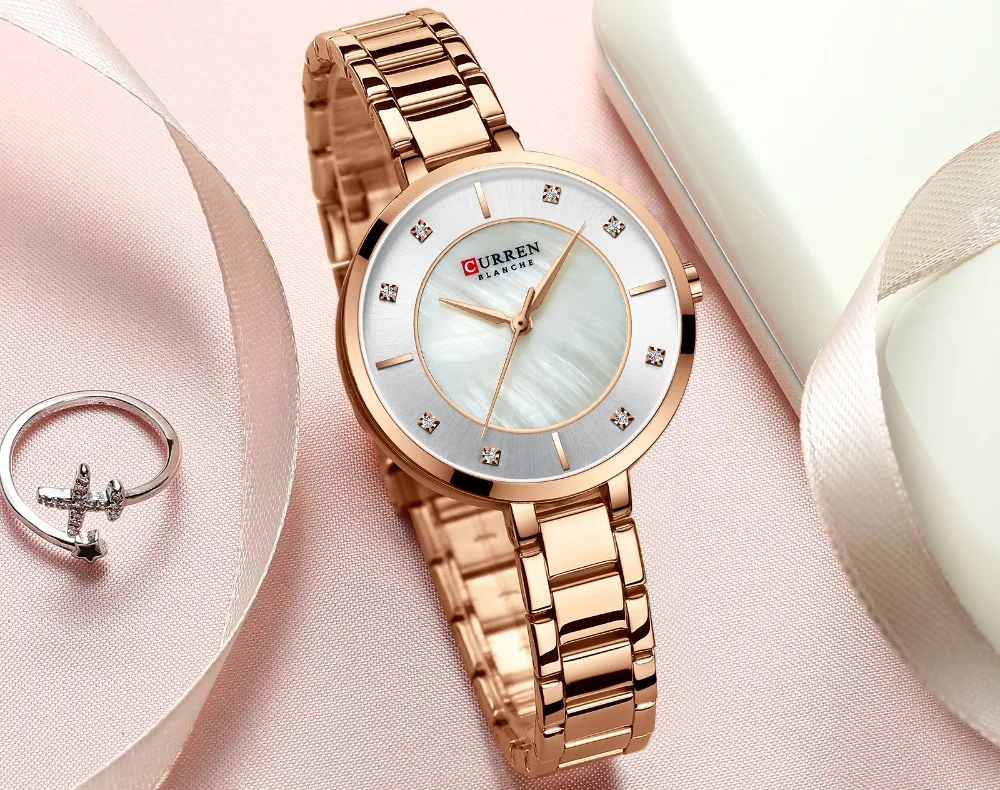 Curren Woman Watches Rose Gold Top Brand Luxury Watch Women Quartz Waterproof Women\'s Wristwatch Ladies Girls Watches Clock