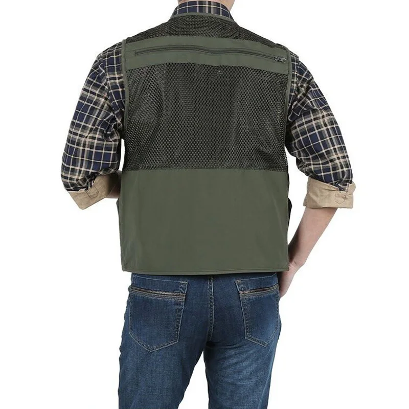 Outdoor Summer Tactical Fishing Vest jackets men Safari Jacket Multi Pockets travel Sleeveless jackets S- 7XL plus size, ZA561