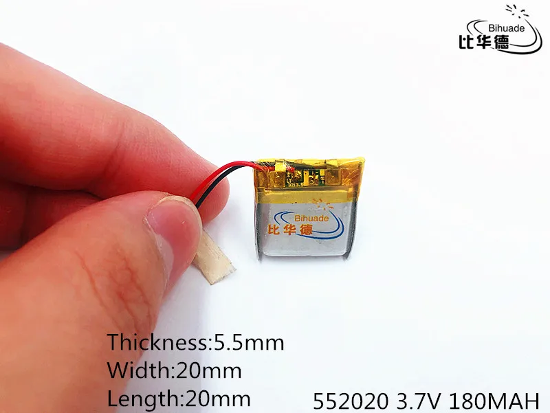 Li-Po 3.7V 180mAh 552020 Lithium Polymer Li-Po li ion Rechargeable Battery cells For Mp3 MP4 MP5 GPS