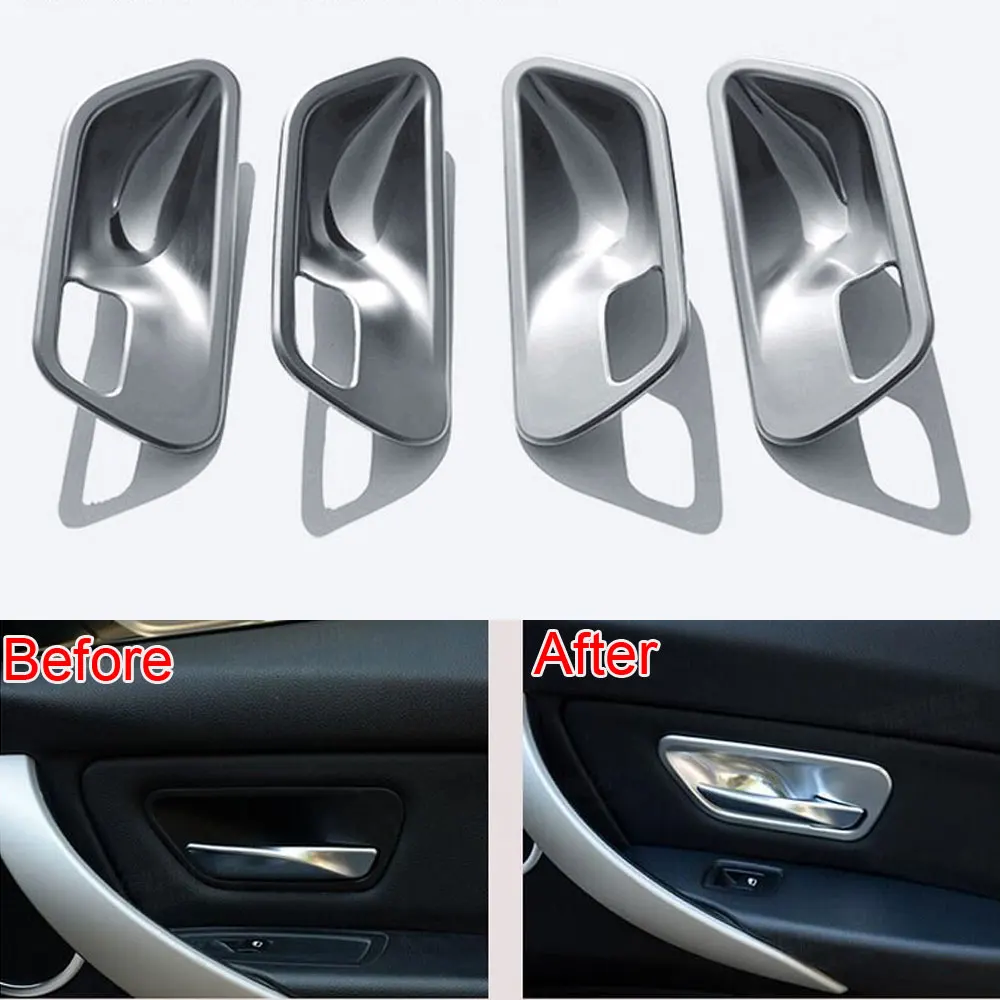 4pcs/set ABS Door Handle Catch Cup Bowl Moulding Cover Trim Sequined Decoration For 3 4 Series 320 316i 428i Car Styling Covers